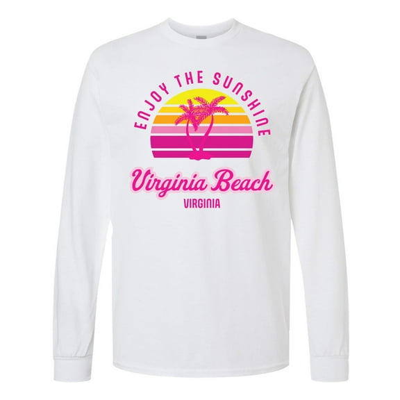 Inktastic Summer Enjoy the Sunshine Virginia Beach Virginia in Pink Long Sleeve T-Shirt