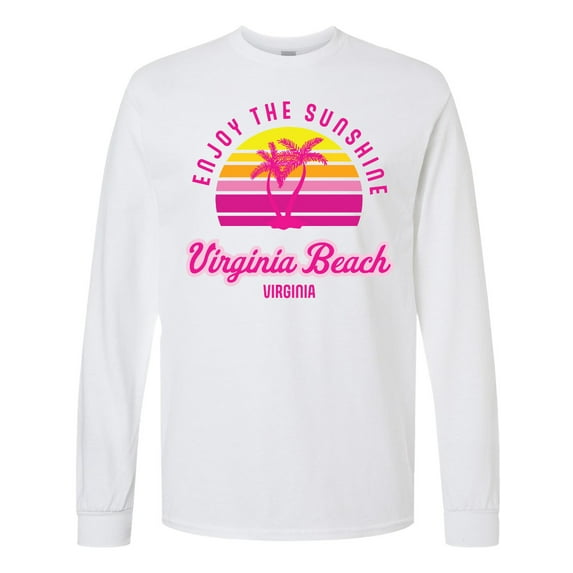 Inktastic Summer Enjoy the Sunshine Virginia Beach Virginia in Pink Long Sleeve T-Shirt