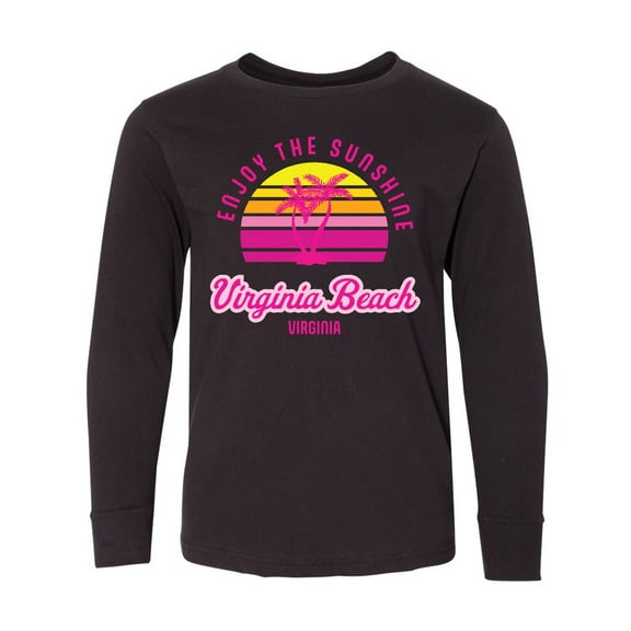 Inktastic Summer Enjoy the Sunshine Virginia Beach Virginia in Pink Long Sleeve Youth T-Shirt