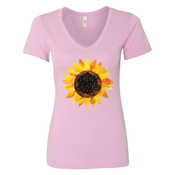 Inktastic Summer Grunge Sunflower Women's V-Neck T-Shirt