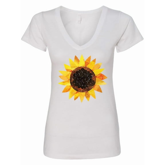 Inktastic Summer Grunge Sunflower Women's V-Neck T-Shirt