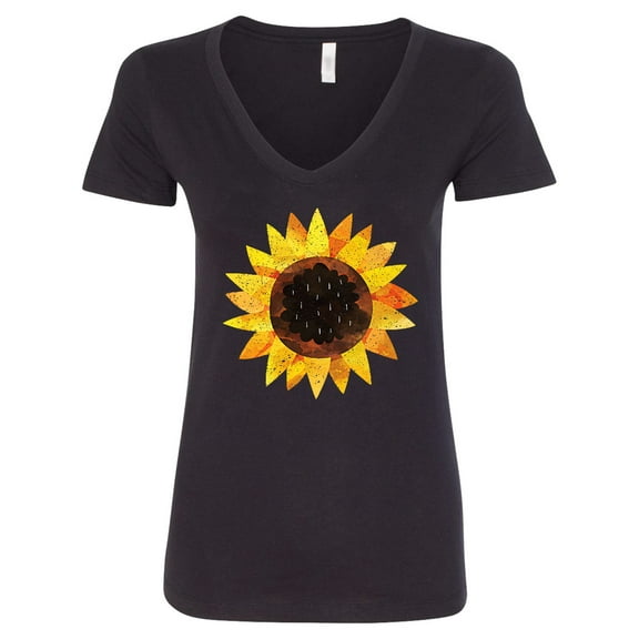 Inktastic Summer Grunge Sunflower Women's V-Neck T-Shirt