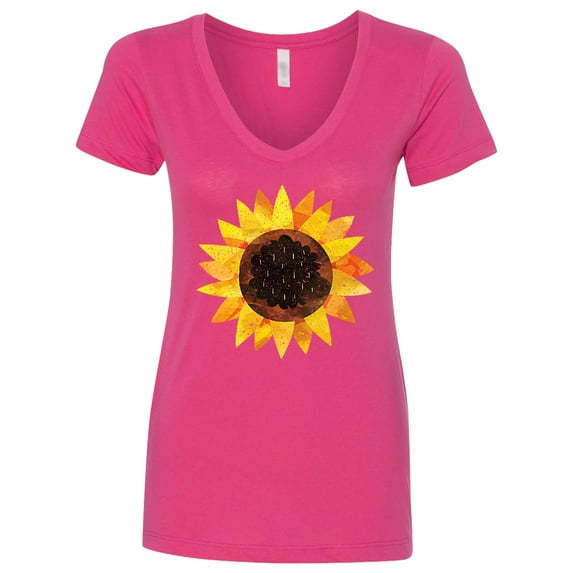 Inktastic Summer Grunge Sunflower Women's V-Neck T-Shirt