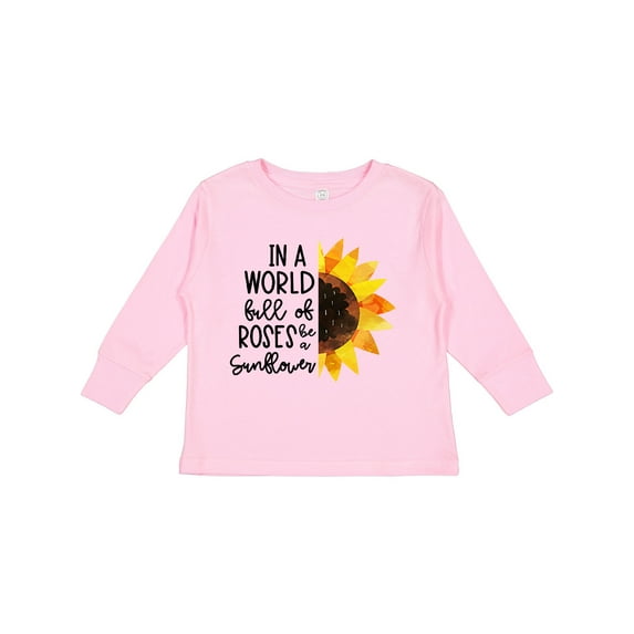 Inktastic Summer In a World Full of Roses Be a Sunflower Boys or Girls Long Sleeve Toddler T-Shirt