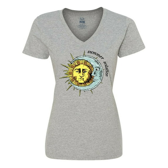 Inktastic Summer Solstice Sun and Moon Women's V-Neck T-Shirt