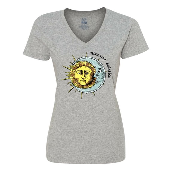 Inktastic Summer Solstice Sun and Moon Women's V-Neck T-Shirt