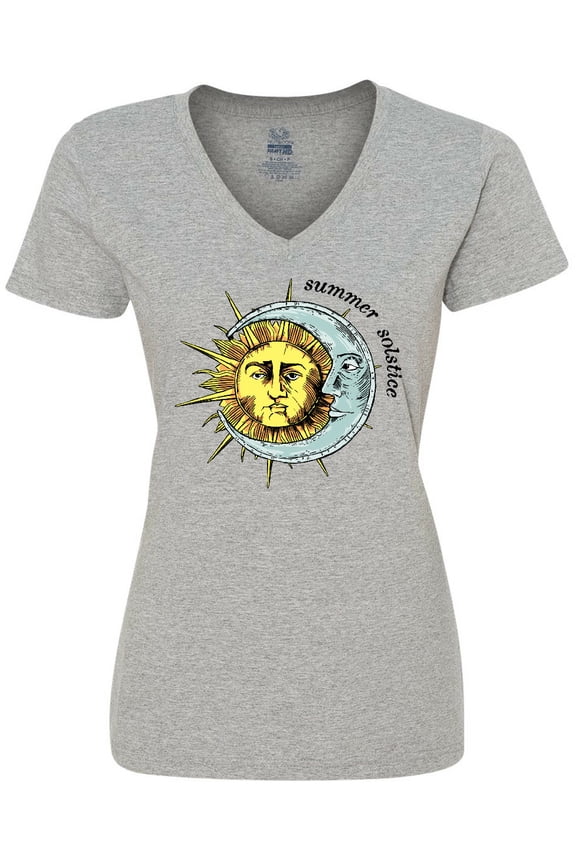 Summer Solstice Sun and Moon Women's V-Neck T-Shirt