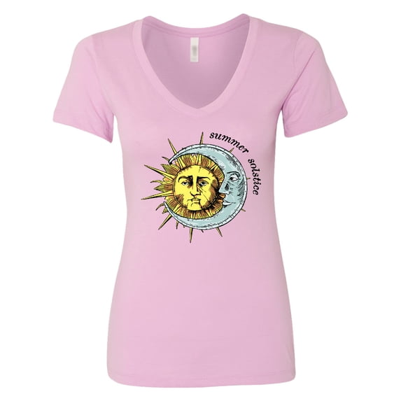 Inktastic Summer Solstice Sun and Moon Women's V-Neck T-Shirt