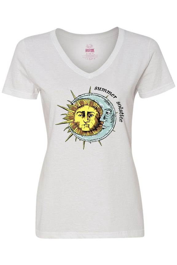 Summer Solstice Sun and Moon Women's V-Neck T-Shirt