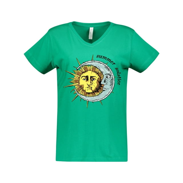 Inktastic Summer Solstice Sun and Moon Women's V-Neck T-Shirt