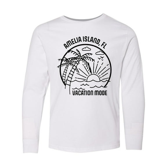 Inktastic Summer Vacation Mode Amelia Island Florida Long Sleeve Youth T-Shirt