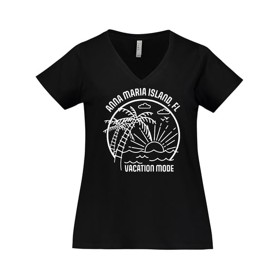 Inktastic Summer Vacation Mode Anna Maria Island Florida Women's Plus Size V-Neck T-Shirt