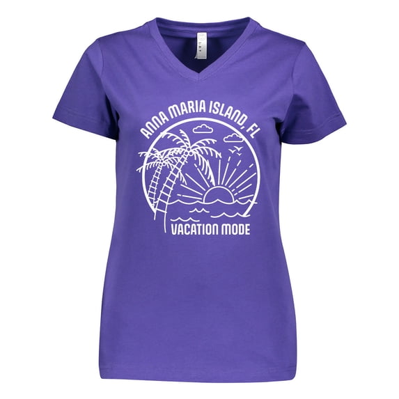 Inktastic Summer Vacation Mode Anna Maria Island Florida Women's V-Neck T-Shirt