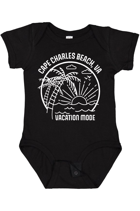Summer Vacation Mode Cape Charles Beach Virginia Boys or Girls Baby Bodysuit