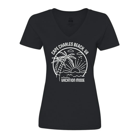 Inktastic Summer Vacation Mode Cape Charles Beach Virginia Women's V-Neck T-Shirt