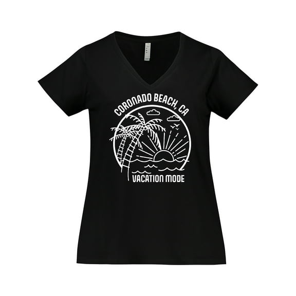 Inktastic Summer Vacation Mode Coronado Beach California Women's Plus Size V-Neck T-Shirt