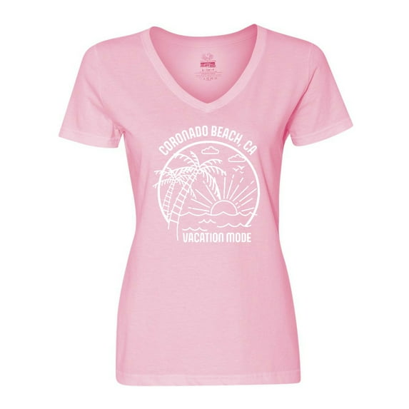 Inktastic Summer Vacation Mode Coronado Beach California Women's V-Neck T-Shirt