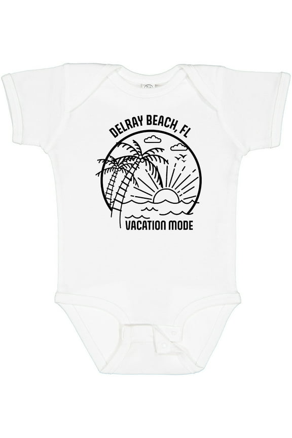 Summer Vacation Mode Delray Beach Florida Boys or Girls Baby Bodysuit