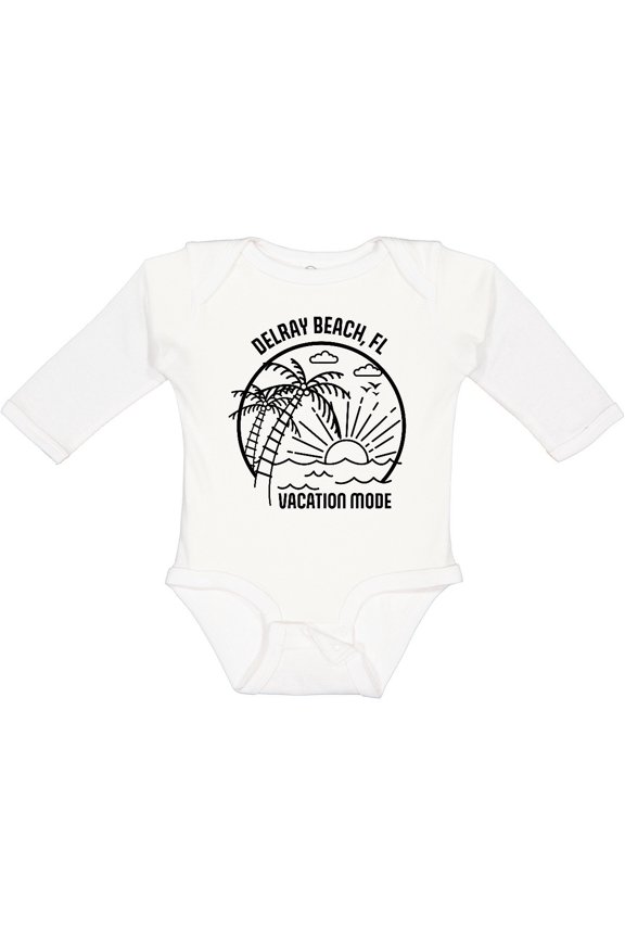 Summer Vacation Mode Delray Beach Florida Boys or Girls Long Sleeve Baby Bodysuit