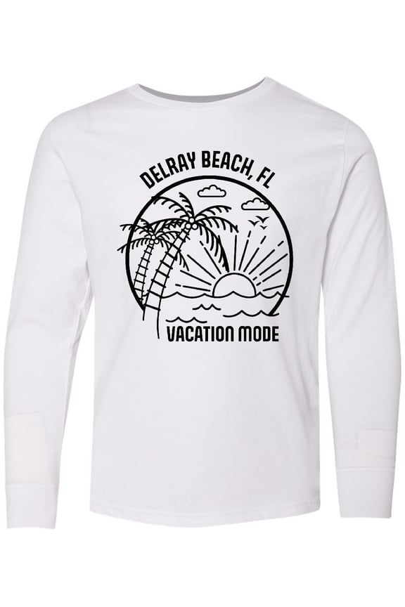 Summer Vacation Mode Delray Beach Florida Long Sleeve Youth T-Shirt