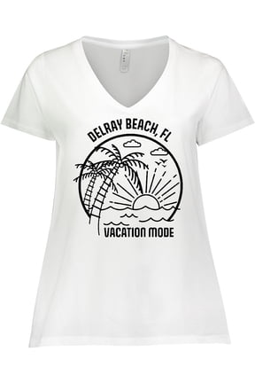 Summer Vacation Mode Delray Beach Florida Women's Plus Size V-Neck T-Shirt