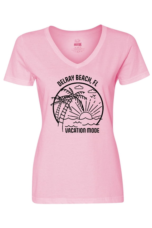 Summer Vacation Mode Delray Beach Florida Women's V-Neck T-Shirt