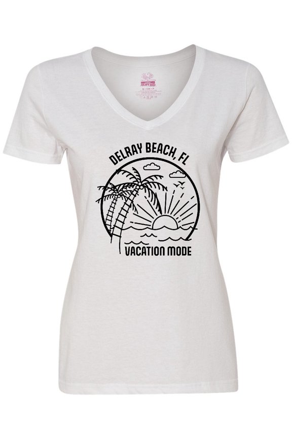 Summer Vacation Mode Delray Beach Florida Women's V-Neck T-Shirt
