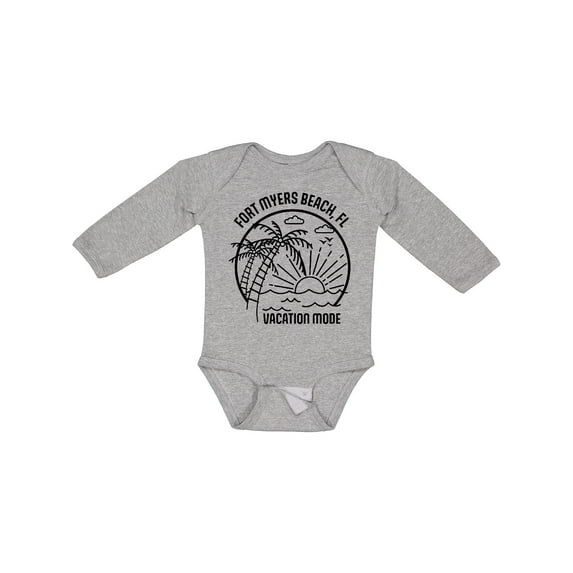 Inktastic Summer Vacation Mode Fort Myers Beach Florida Boys or Girls Long Sleeve Baby Bodysuit
