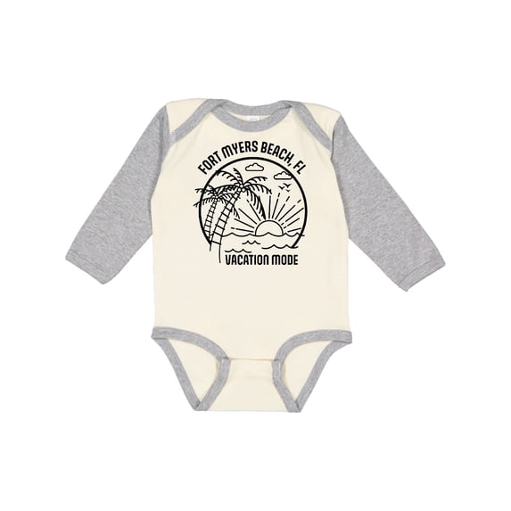 Inktastic Summer Vacation Mode Fort Myers Beach Florida Boys or Girls Long Sleeve Baby Bodysuit