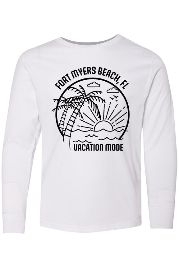 Summer Vacation Mode Fort Myers Beach Florida Long Sleeve Youth T-Shirt