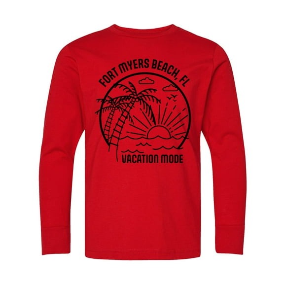 Inktastic Summer Vacation Mode Fort Myers Beach Florida Long Sleeve Youth T-Shirt
