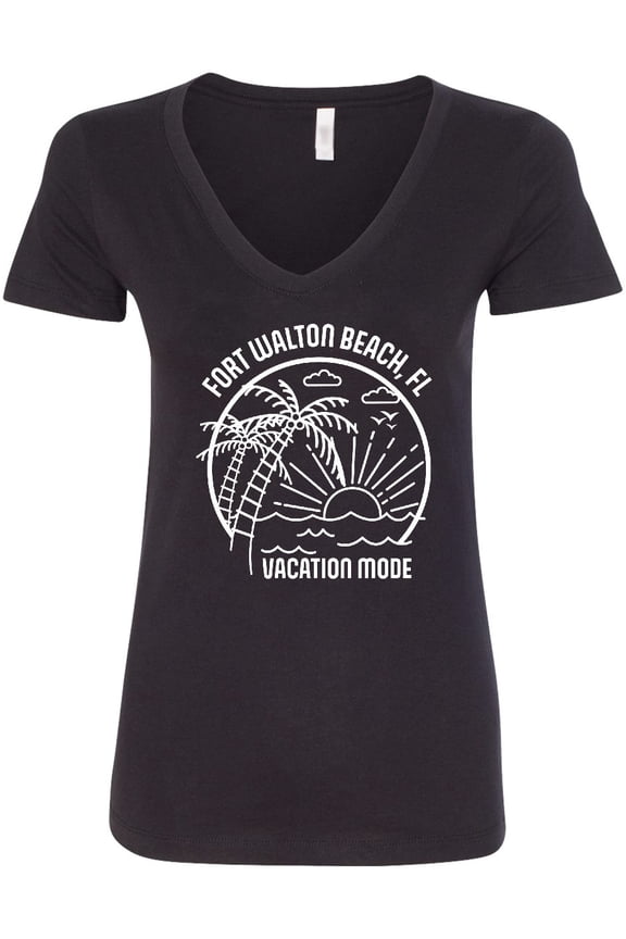 Summer Vacation Mode Fort Walton Beach Florida Women's V-Neck T-Shirt