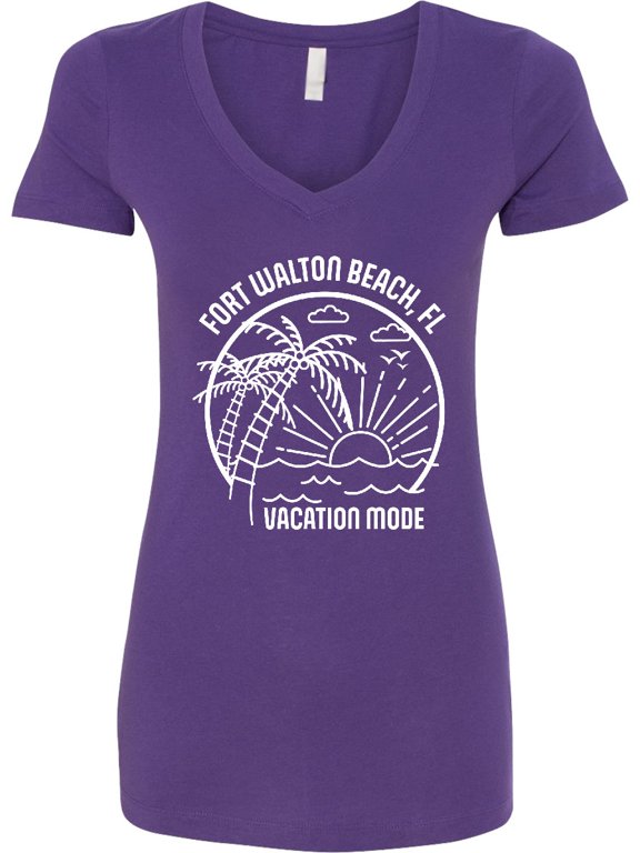 Summer Vacation Mode Fort Walton Beach Florida Women's V-Neck T-Shirt