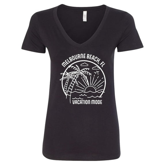 Inktastic Summer Vacation Mode Melbourne Beach Florida Women's V-Neck T-Shirt