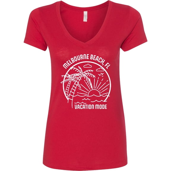 Inktastic Summer Vacation Mode Melbourne Beach Florida Women's V-Neck T-Shirt