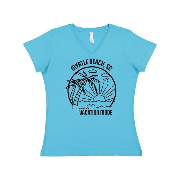 Inktastic Summer Vacation Mode Myrtle Beach South Carolina Women's V-Neck T-Shirt