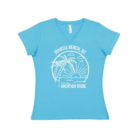 Inktastic Summer Vacation Mode Myrtle Beach South Carolina Women's V-Neck T-Shirt