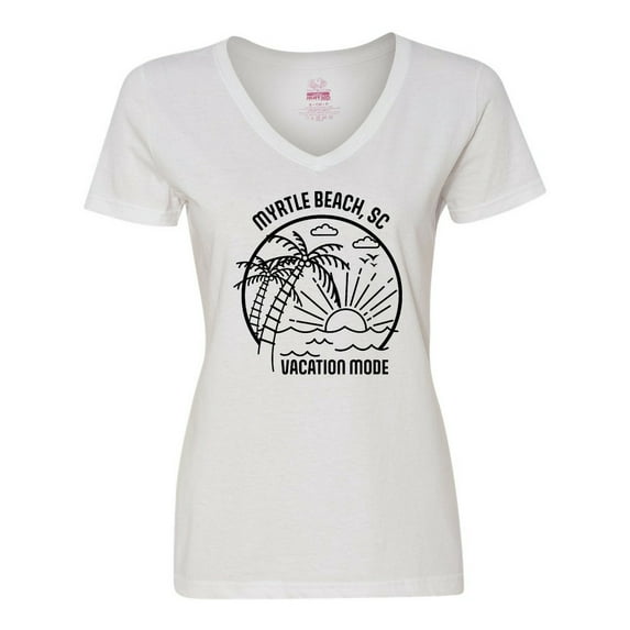 Inktastic Summer Vacation Mode Myrtle Beach South Carolina Women's V-Neck T-Shirt