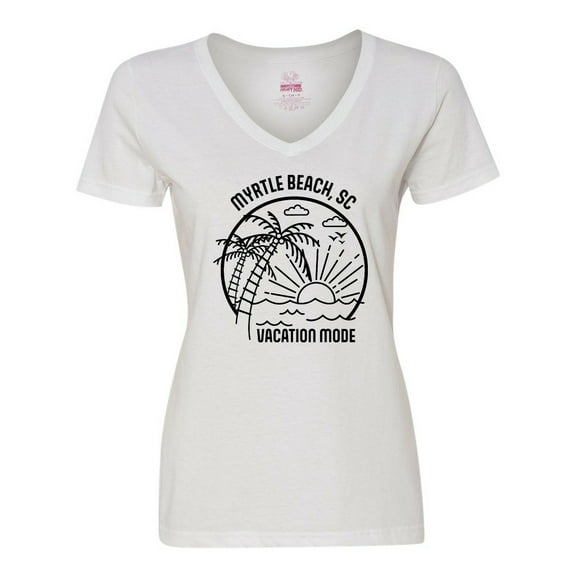 Inktastic Summer Vacation Mode Myrtle Beach South Carolina Women's V-Neck T-Shirt