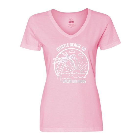 Inktastic Summer Vacation Mode Myrtle Beach South Carolina Women's V-Neck T-Shirt