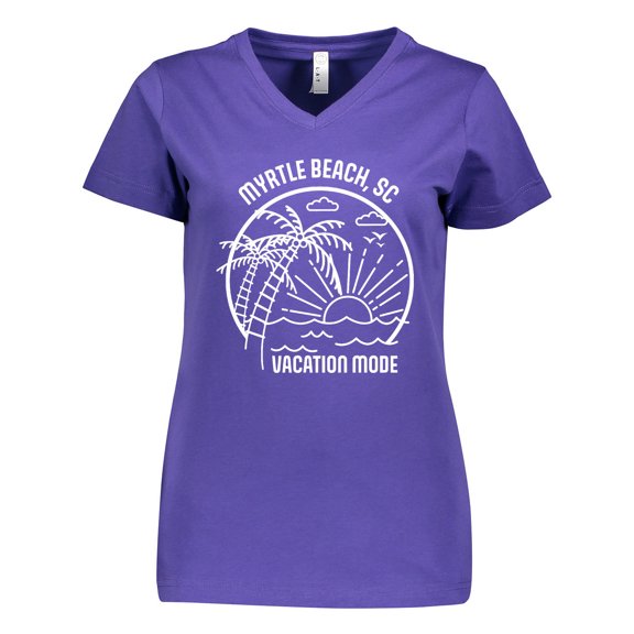 Inktastic Summer Vacation Mode Myrtle Beach South Carolina Women's V-Neck T-Shirt