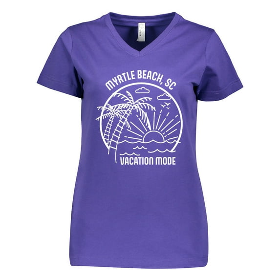 Inktastic Summer Vacation Mode Myrtle Beach South Carolina Women's V-Neck T-Shirt