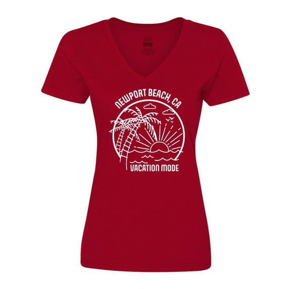 Inktastic Summer Vacation Mode Newport Beach California Women's V-Neck T-Shirt