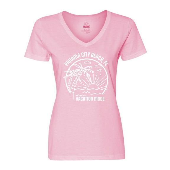 Inktastic Summer Vacation Mode Panama City Beach Florida Women's V-Neck T-Shirt