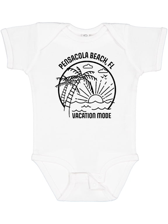 Summer Vacation Mode Pensacola Beach Florida Boys or Girls Baby Bodysuit