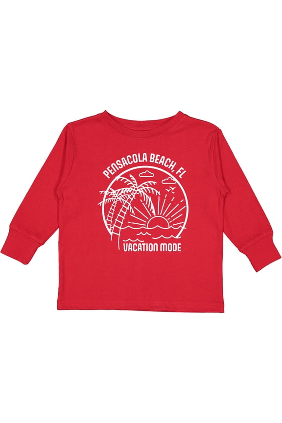 Summer Vacation Mode Pensacola Beach Florida Boys or Girls Long Sleeve Toddler T-Shirt