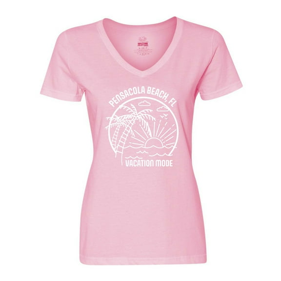 Inktastic Summer Vacation Mode Pensacola Beach Florida Women's V-Neck T-Shirt