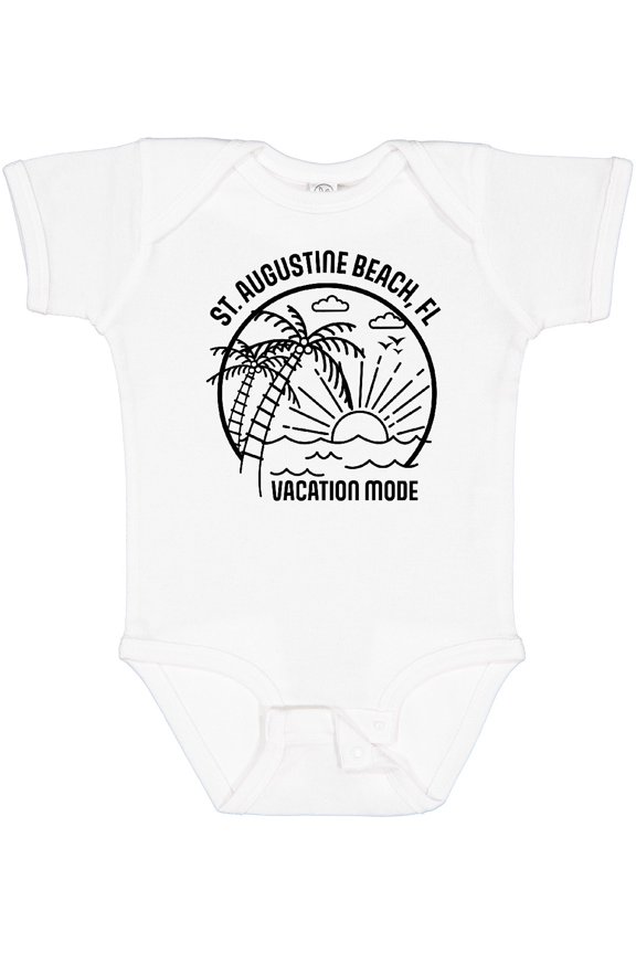 Summer Vacation Mode St. Augustine Beach Florida Boys or Girls Baby Bodysuit