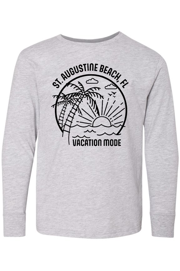 Summer Vacation Mode St. Augustine Beach Florida Long Sleeve Youth T-Shirt