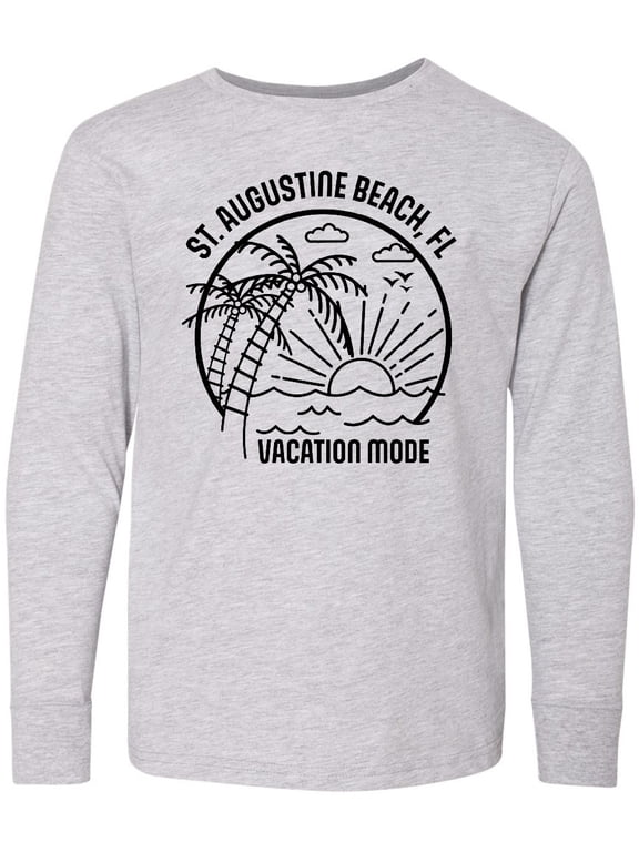 Summer Vacation Mode St. Augustine Beach Florida Long Sleeve Youth T-Shirt